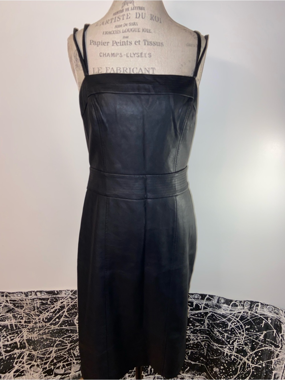 BCBGMaxAzria Black Leather Midi Dress